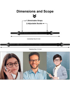 3 Soportes Ajustables para Gafas Correa Elástica Negra 2