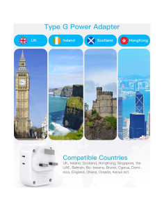 Adaptador de Enchufe de Viaje One Beat PD 20W Tipo G 4 Salidas 2