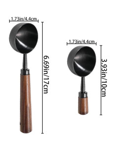 Set de 2 Cucharas Medidoras de Café Acero Inoxidable con Mango de Madera 2