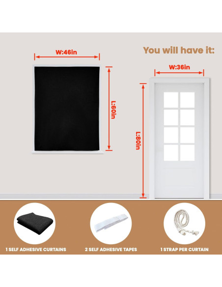 Cortina Adhesiva Opaca Jilron 116.84x152.4 cm Negra