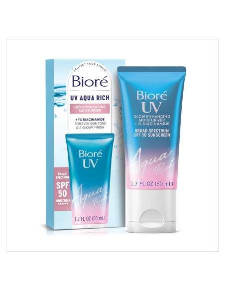 Hidratante Facial Bioré UV Aqua Rich con SPF 50 y Niacinamida