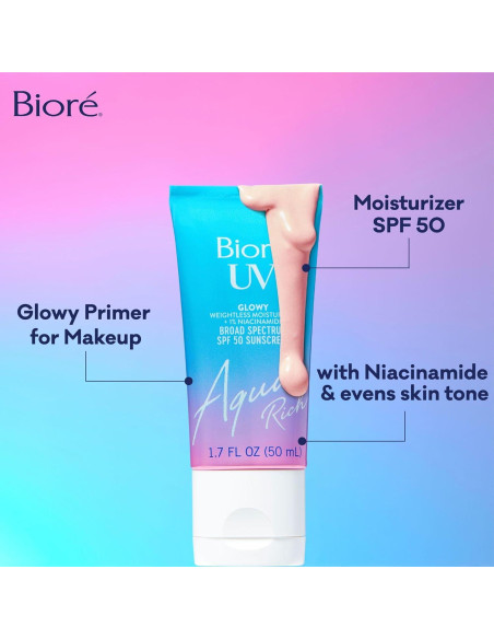 Hidratante Facial Bioré UV Aqua Rich con SPF 50 y Niacinamida