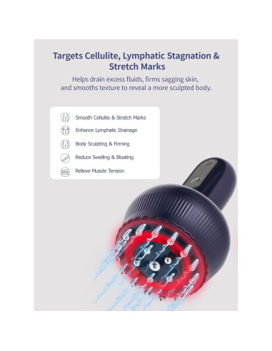 Masajeador Drenaje Linfático Paiaito G05, Anticelulitis, Calor y Vibración