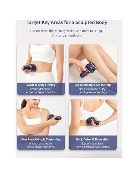 Masajeador Drenaje Linfático Paiaito G05, Anticelulitis, Calor y Vibración