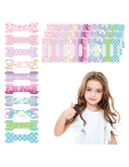 30 Tiras Nasales para Niños Aartner Rosa y Azul Antironquidos