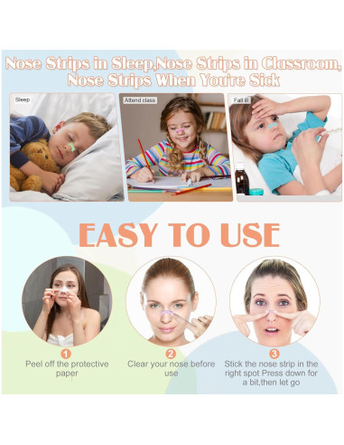 30 Tiras Nasales para Niños Aartner Rosa y Azul Antironquidos