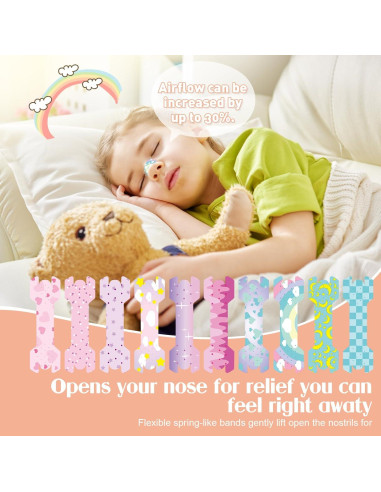 30 Tiras Nasales para Niños Aartner Rosa y Azul Antironquidos