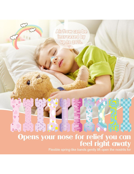 30 Tiras Nasales para Niños Aartner Rosa y Azul Antironquidos