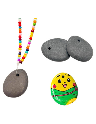 4 Rocas Planas Perforadas para Pintar 3.05-3.81cm - Lifetop