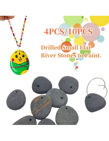 4 Rocas Planas Perforadas para Pintar 3.05-3.81cm - Lifetop