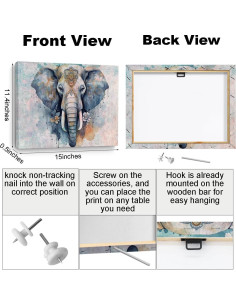 Arte de Pared Lienzo Enmarcado Elefante AOZHUO 29x38 cm 2