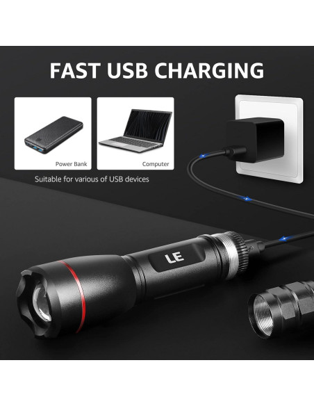 Linterna LED Recargable Lepro LP3000 1000 Lúmenes Impermeable