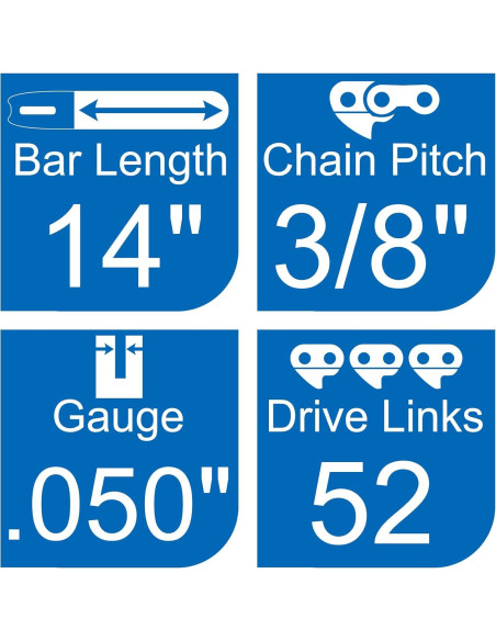 Cadena de Motosierra 14" Opuladuo 3PC 52 Enlaces Reemplazo