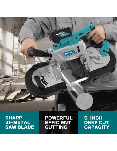 Sierra de Banda Inalámbrica ONEMANA 20V 12.7cm 6 Velocidades