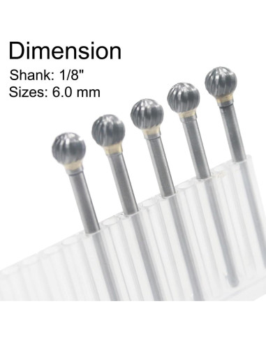 Juego de Fresas de Bola de Carburo Tungsteno 6mm Luo ke - 5 Pcs