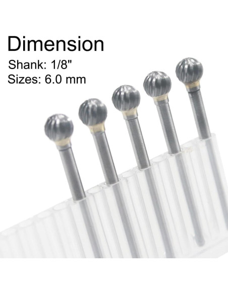 Juego de Fresas de Bola de Carburo Tungsteno 6mm Luo ke - 5 Pcs