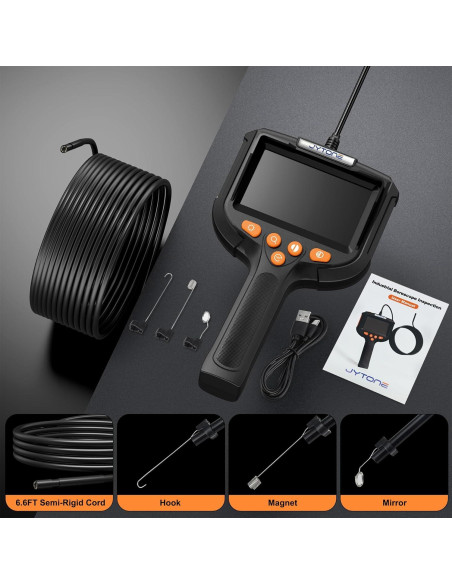 Cámara Endoscópica JYTONE 4.3" HD, 5.5mm Impermeable, 2m