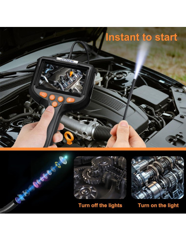 Cámara Endoscópica JYTONE 4.3" HD, 5.5mm Impermeable, 2m