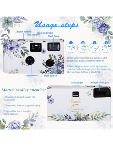 Paquete de 10 Cámaras Desechables Kanayu Amapola Azul 35mm