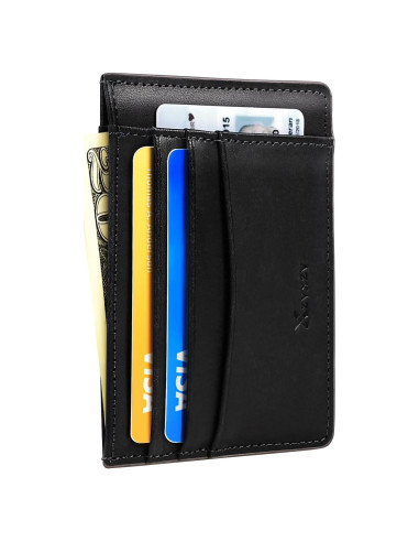 Billetera Slim de Cuero Italiano Minimalista con Bloqueo RFID