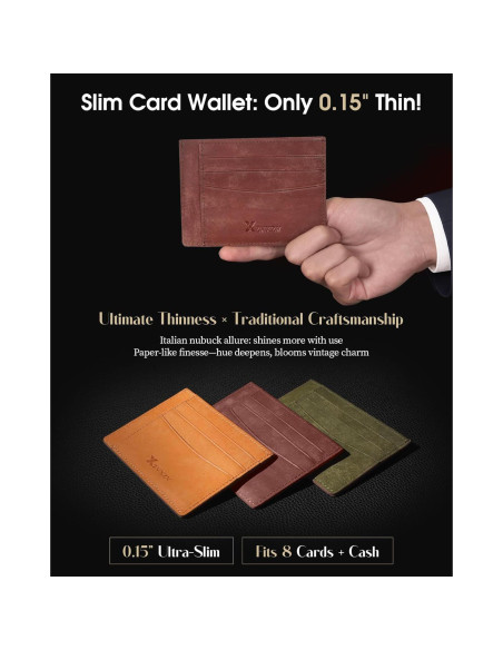 Billetera Slim de Cuero Italiano Minimalista con Bloqueo RFID