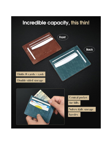 Billetera Slim de Cuero Italiano Minimalista con Bloqueo RFID