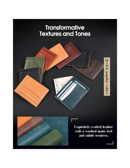 Billetera Slim de Cuero Italiano Minimalista con Bloqueo RFID