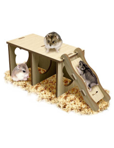 Escondite de Madera Tfwadmx para Hámsters Pequeños con Rampa