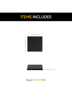 100 Bases Miniatura Cuadradas Negras 25mm FIGURESLAB para Juegos 2