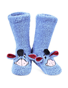 Calcetines Fluffy Disney para Mujeres Antideslizantes Azul Eeyore