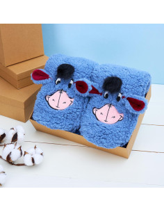 Calcetines Fluffy Disney para Mujeres Antideslizantes Azul Eeyore 2