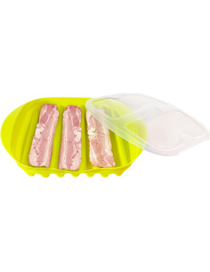 Cocinador de tocino para microondas Newkaijian verde 27x24cm 2