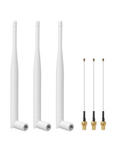 Antena LoRa 915MHz 3dBi SMA Macho + Cable 10cm 3Pack Blanco