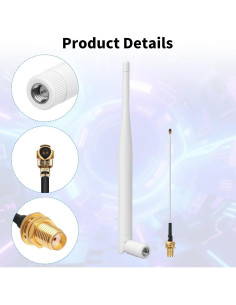 Antena LoRa 915MHz 3dBi SMA Macho + Cable 10cm 3Pack Blanco 2