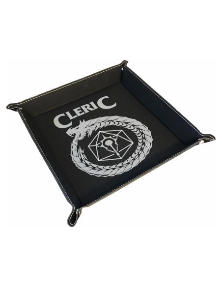 Bandeja de Dados DND Grabada en Cuero Sintético Negro 32.7cm