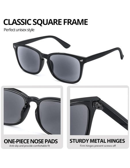 Gafas de lectura VIEWBETTER UV400 unisex marco negro +1.0 a +4.0