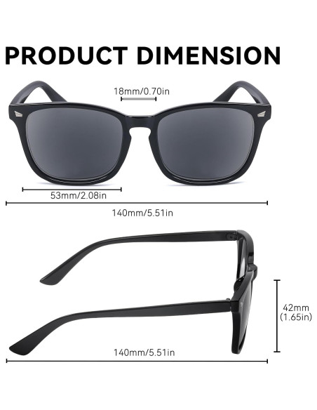 Gafas de lectura VIEWBETTER UV400 unisex marco negro +1.0 a +4.0