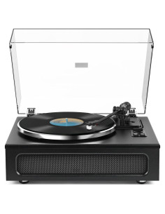 Tocadiscos WOCKODER HiFi con 4 Altavoces y Bluetooth Negro