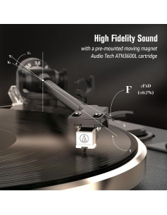 Tocadiscos WOCKODER HiFi con 4 Altavoces y Bluetooth Negro 2