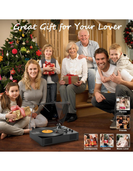 Tocadiscos VICTRESS TE-2017ABK Bluetooth 3 Velocidades Altavoces