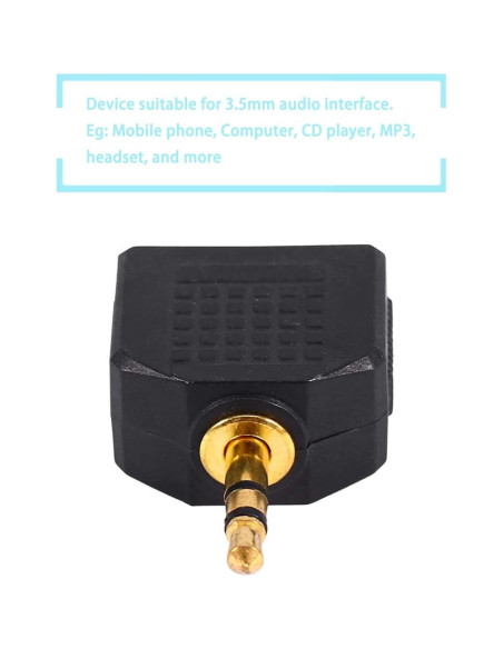 Divisor de Auriculares JINHEZO 3.5mm Macho a 2 Hembra - Paquete de 5