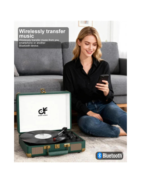 Reproductor de Vinilo Bluetooth Danfi Audio TE-2021 Verde Oscuro