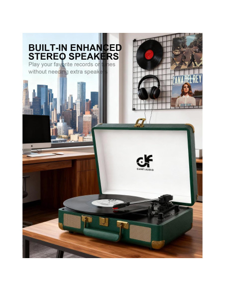 Reproductor de Vinilo Bluetooth Danfi Audio TE-2021 Verde Oscuro