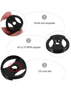 Adaptador de Disco de Vinilo Milisten 45 a 33 RPM Plástico 2