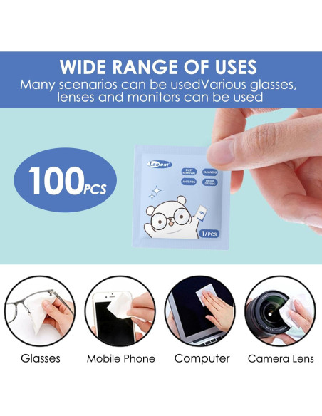 100 Toallitas Limpiadoras Antivaho Herb para Gafas y Pantallas