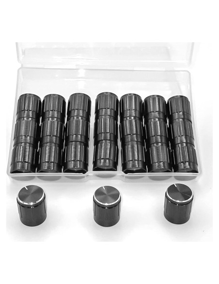 24 Perillas de Control de Volumen Kelyonewy 6mm Negras