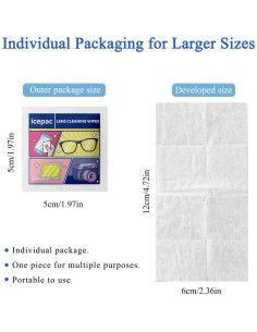 Toallitas Limpiadoras de Gafas IcePac 400 Unidades Portátiles 2
