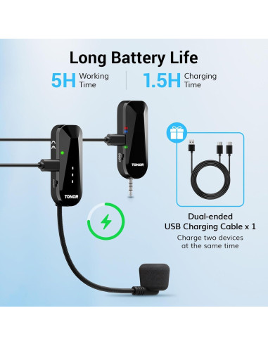 Micrófono Inalámbrico TONOR TW100 2 en 1 con 20 Canales