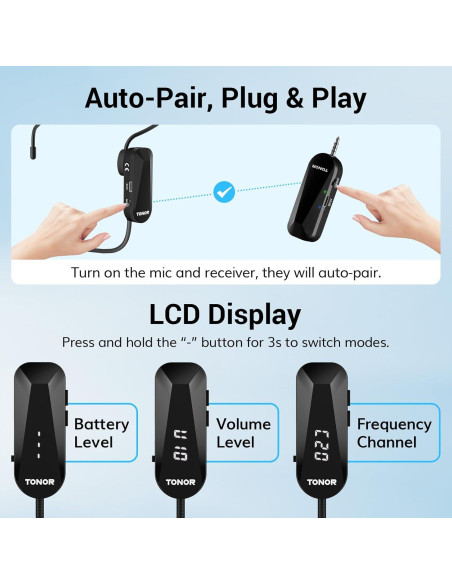 Micrófono Inalámbrico TONOR TW100 2 en 1 con 20 Canales
