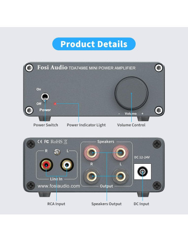 Amplificador de Audio Fosi TDA7498E 2 Canales 320W Estéreo